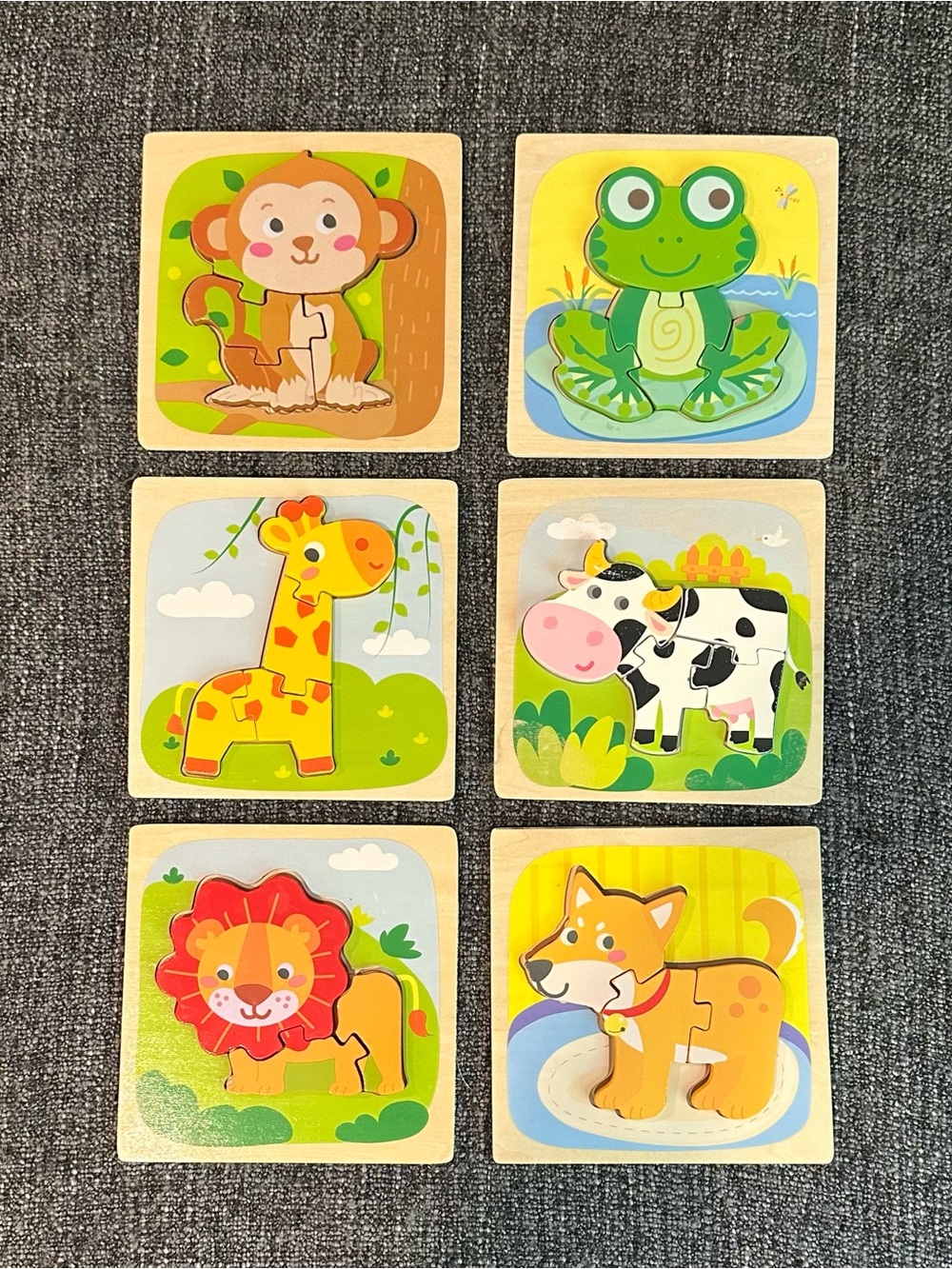 Wooden puzzles • set of 6 • thick pieces • animals